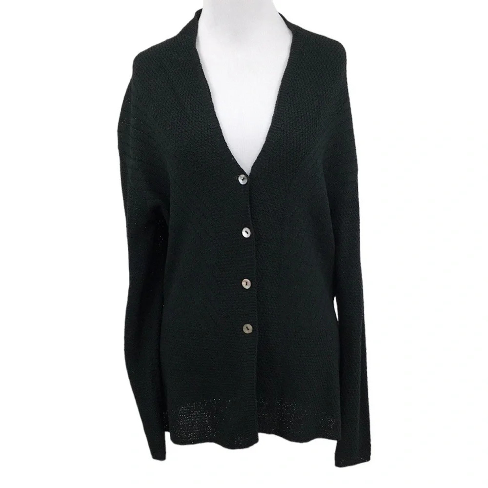 Margaret O Leary Cardigan Womens 2 Green Knit Wool Sweater V‎ Neck Vintage